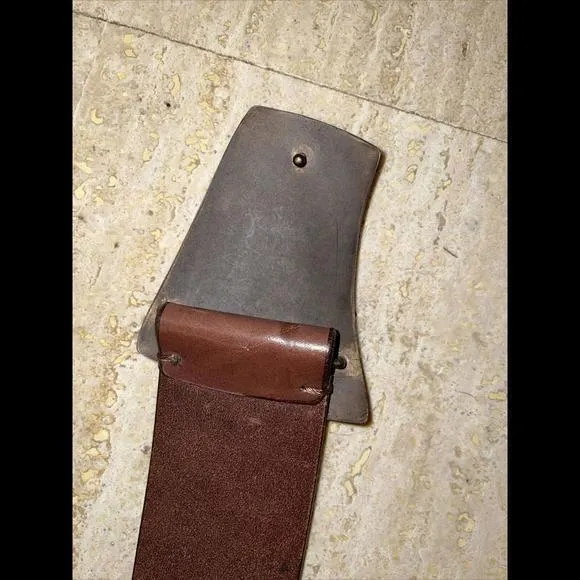 Rare Ana Maria Aguirre Copper/brass Tube & Buckle Leather Belt‎ Brown - Image 7