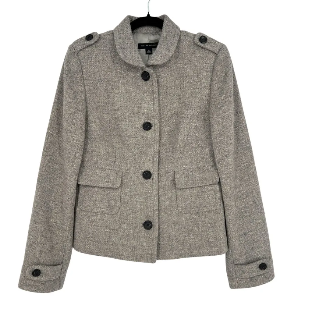 Banana Republic Tweed Wool Blend Peacoat Gray Size Medium - Image 12