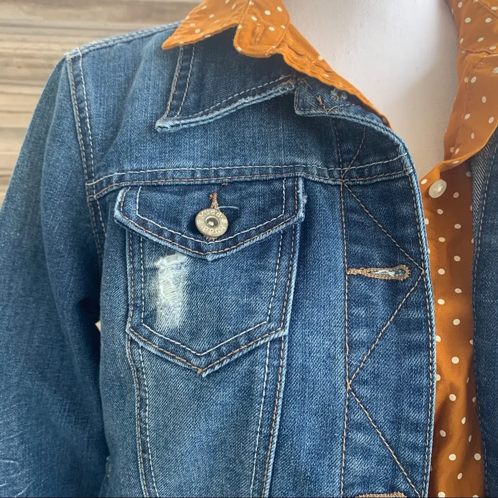 Mudd Distressed Denim Jean Jacket Large L - Image 6