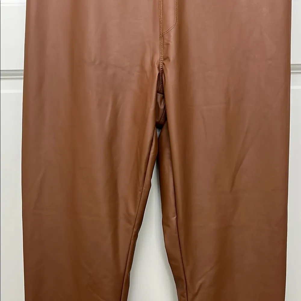 NWT Offline by Aerie Real Luxe Faux Leather Leggings in Camel - Size Large - Image 4