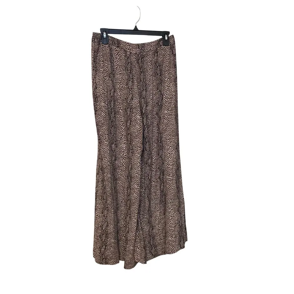 Anthropologie NWOT Snake Print Skirted Brown Tan Wide-Leg Pants Size 4 - Image 8