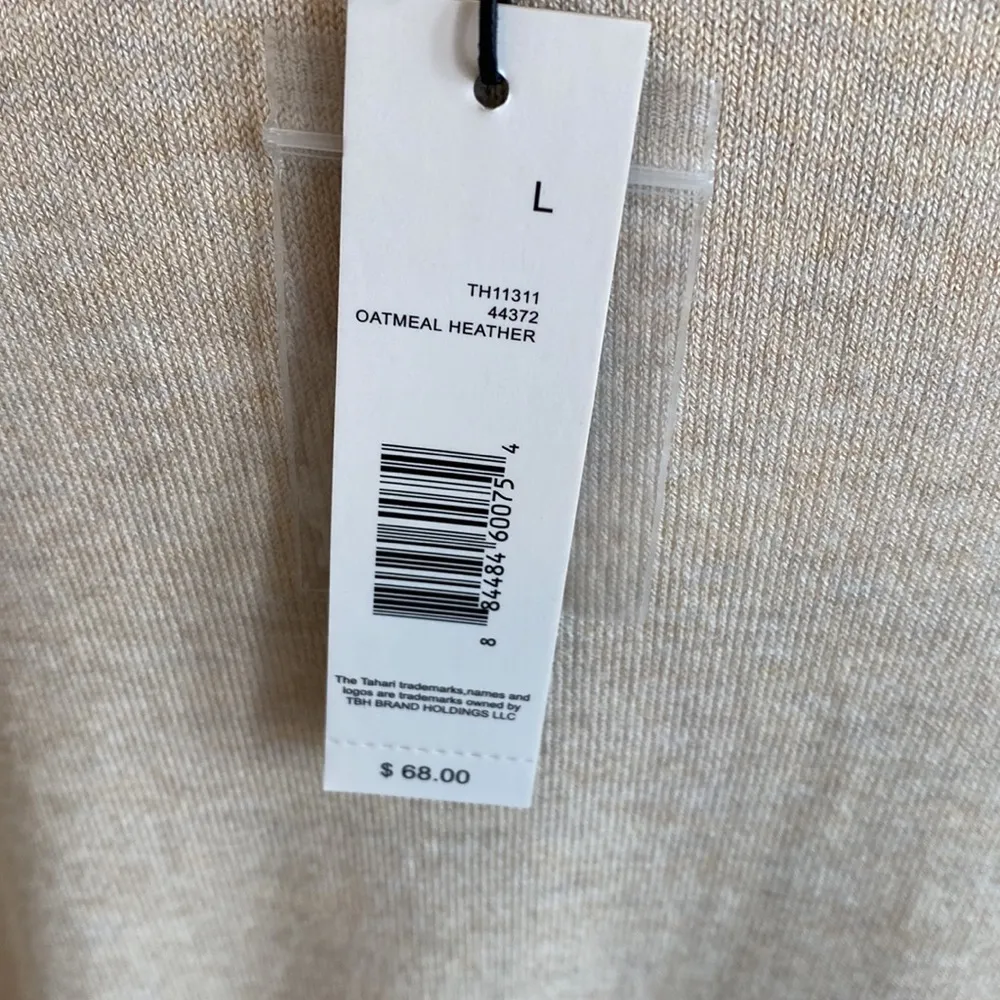Tahari V Neck Cardigan Sweater Oatmeal Heather - Image 6