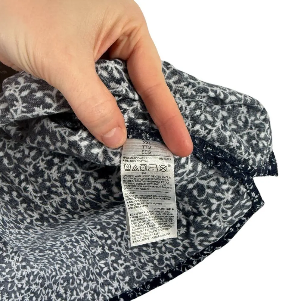 Old Navy Navy Blue Floral Corduroy Popover Blouse Preppy Cottagecore Womens XXL - Image 5