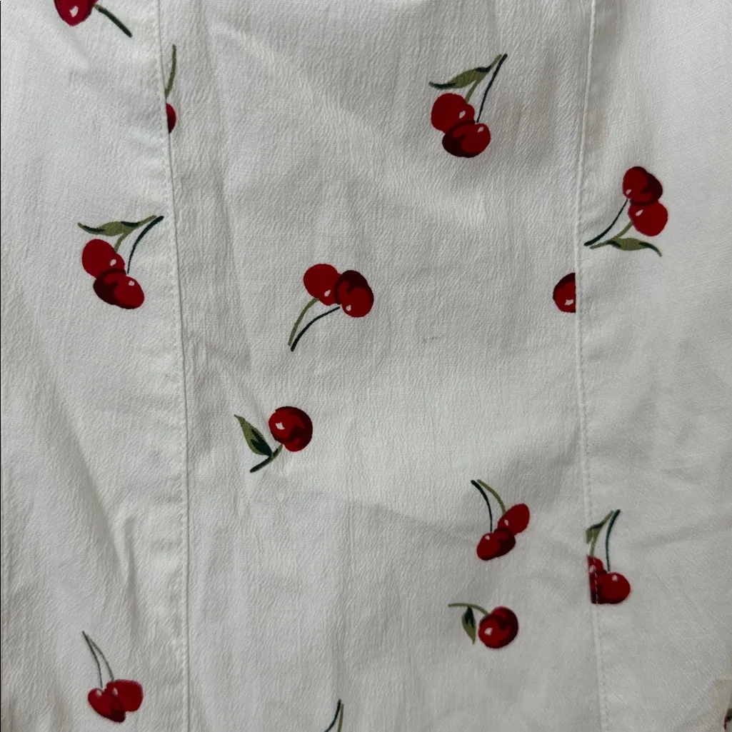 The A&F Mila Stretch Midi Dress in Cherry Print Size: L - Image 6