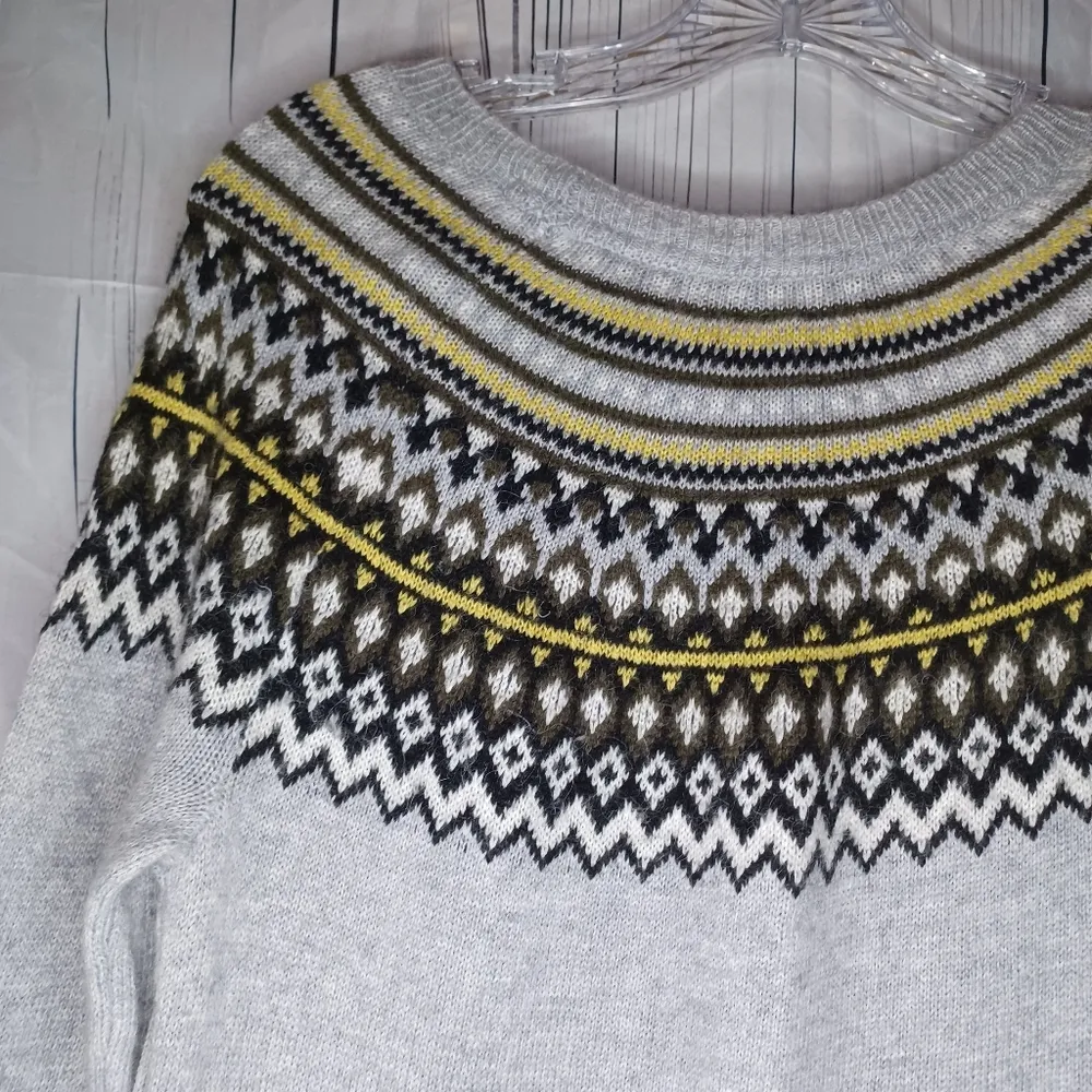 Cynthia Rowley Wool Blend Grey Fair Isle Sweater Dress - Women's M - Image 13