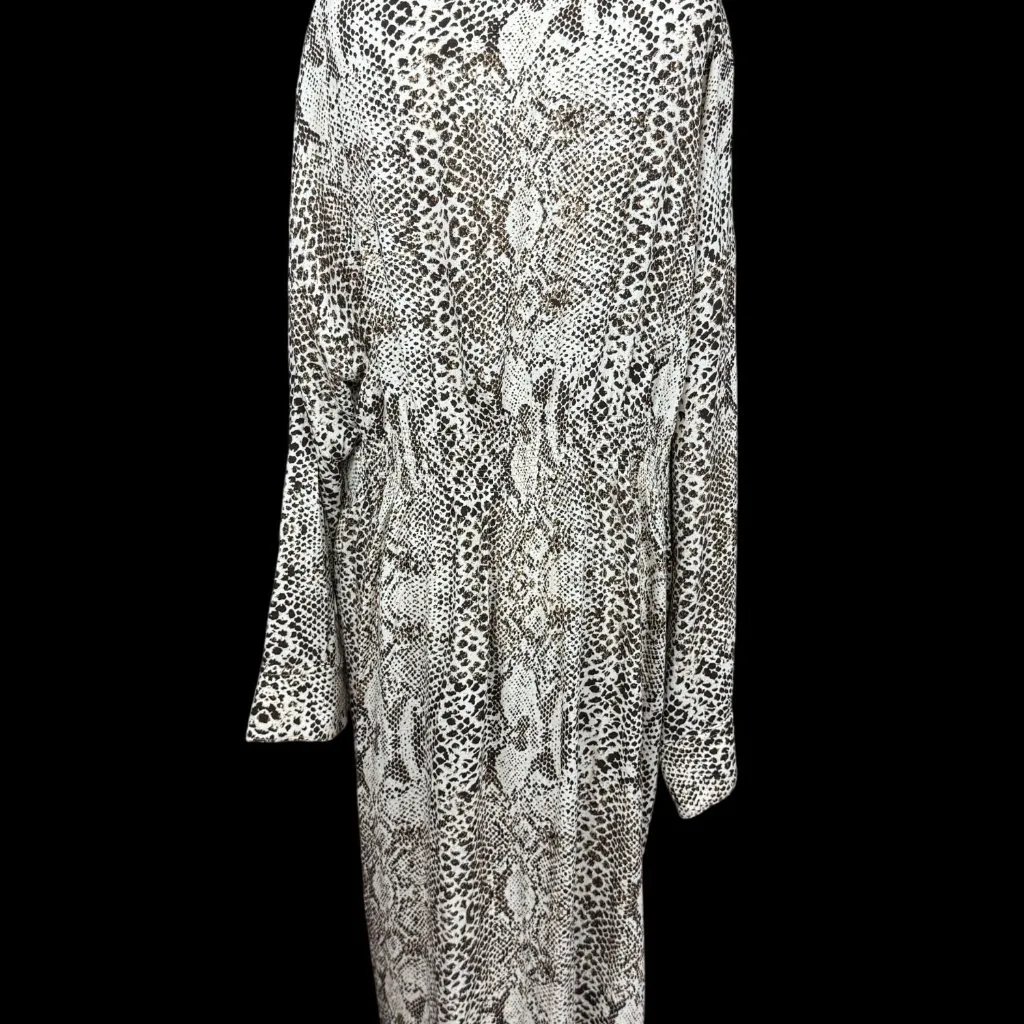 NEW Free People S Wild Nights Animal Print Long Duster cardigan Brown Cream Boho - Image 5