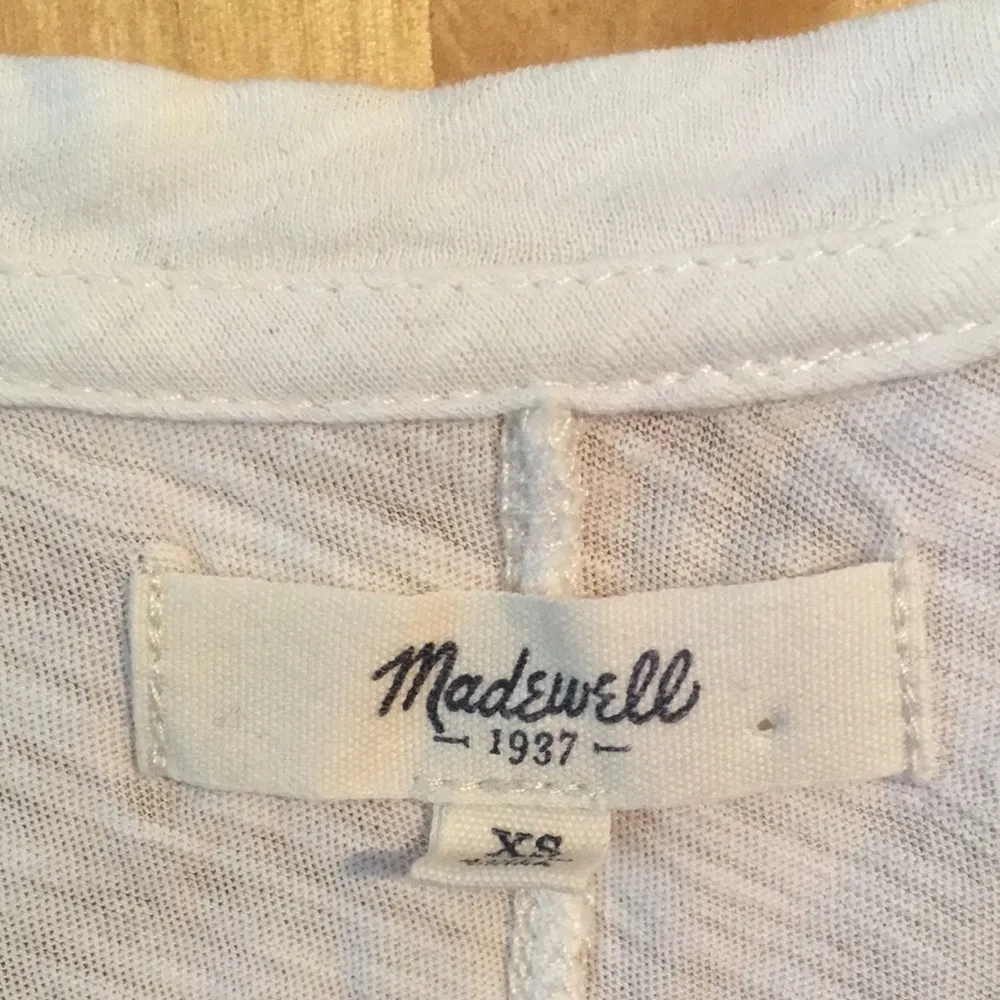 MADEWELL White Navy Geo Embroidery Tank Top EUC XS - Image 7