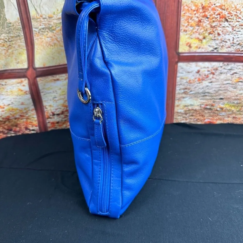 New York Cobalt Blue Leather Concealed Carry Tote w/ Nylon/Leather Clutch - Image 8