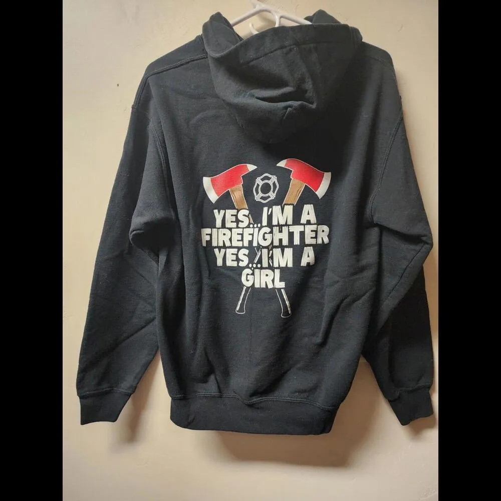 Yes I'm a Firefighter,  Yes I'm a Girl Sweatshirt Size Women's Medium - Image 2