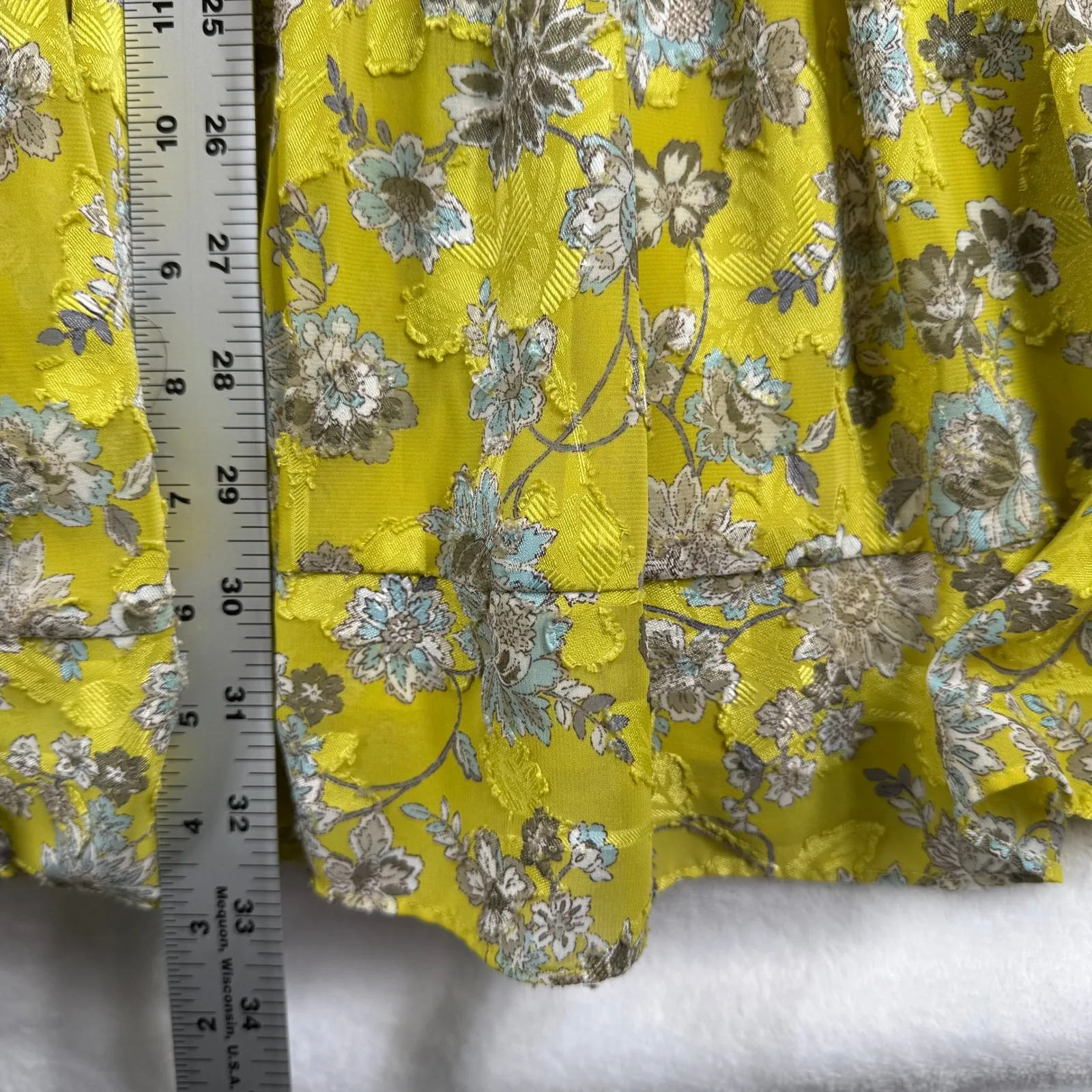ALEXIS Auja Floral Print Crepe Midi Dress Ruffle Sleeve Tiered Yellow XS - Image 5