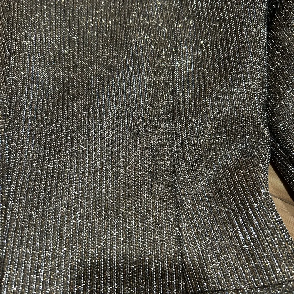 Bronx and Banco Silver Metallic Blazer Dress with Black Trim Size Small - Image 4