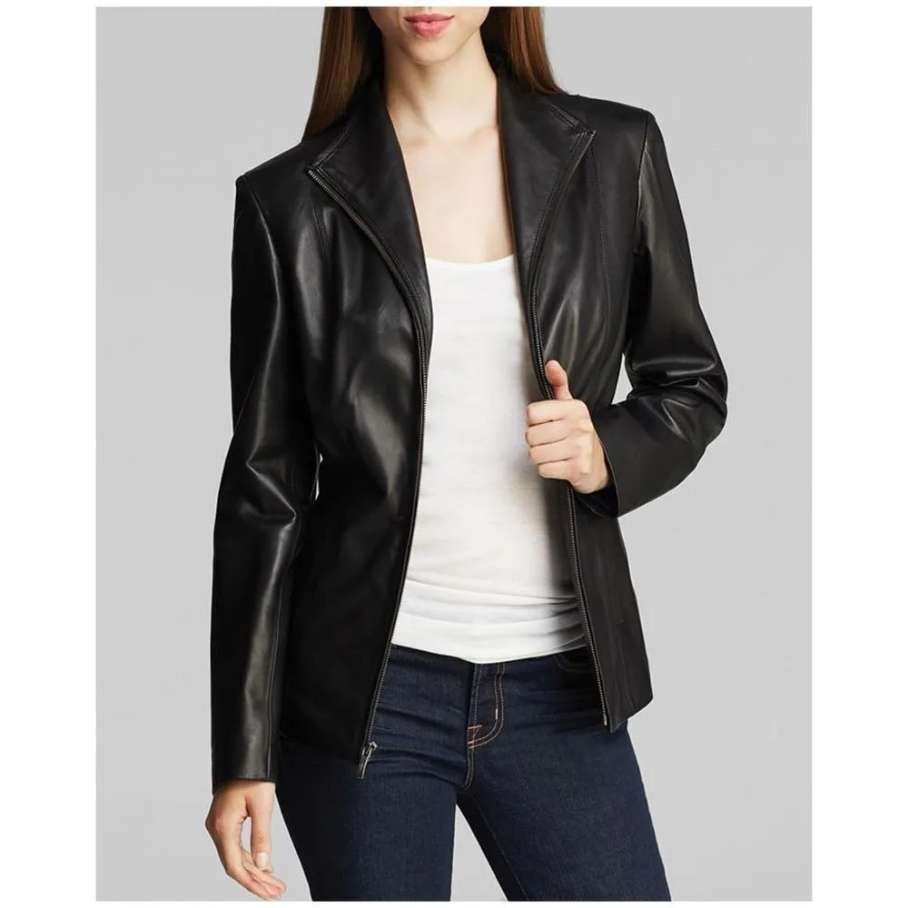 Cole Haan Signature Wing Collar Faux Vegan Leather Jacket Size S - Image 8