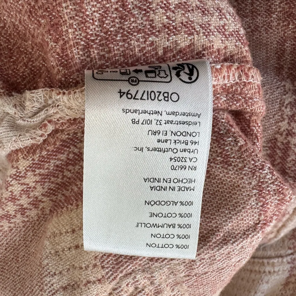 Women's Free People Pink Plaid Button-Up Jacket Long Sleeve Shirt Size Small - Image 6