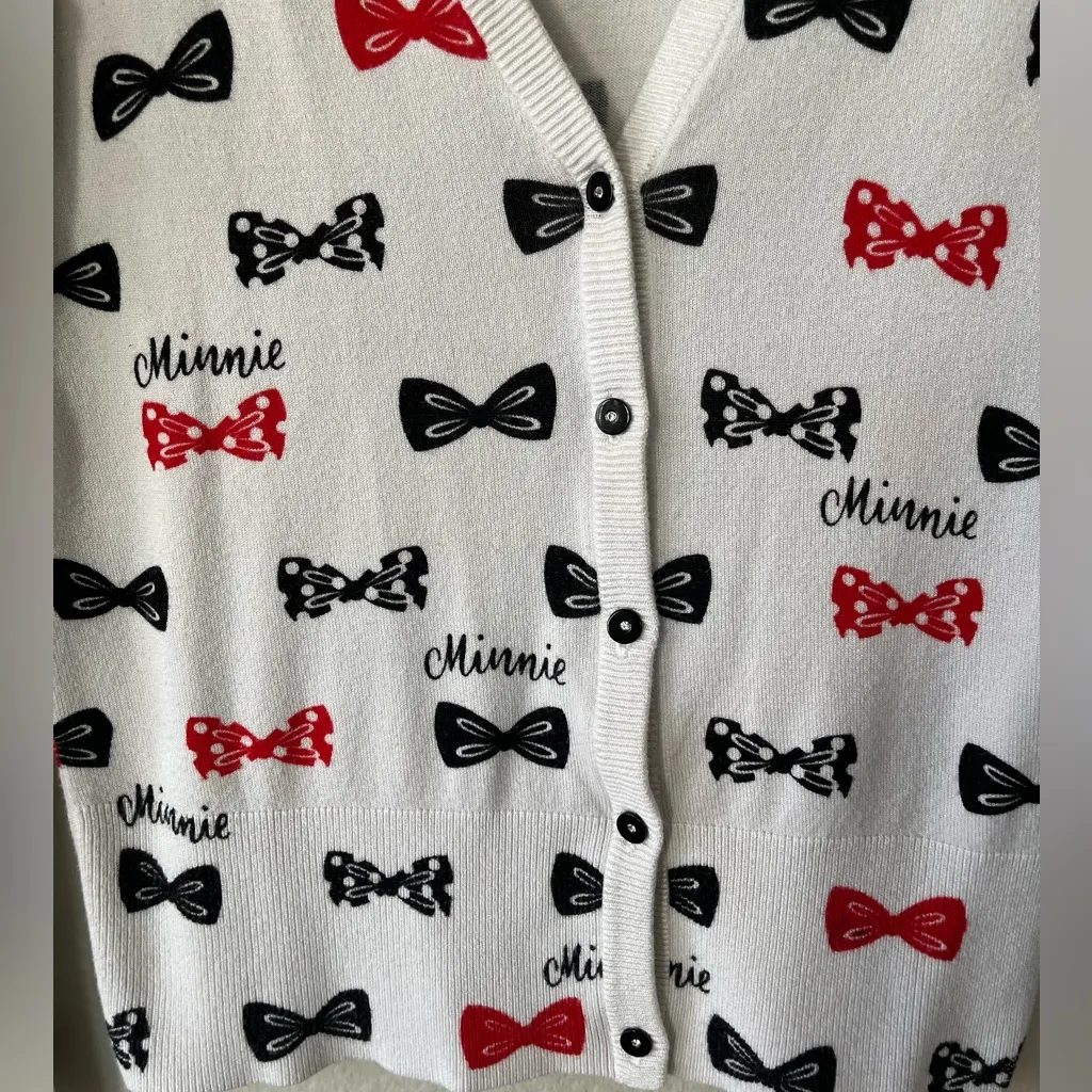 Disney Parks Minnie Mouse Bow Long Sleeve Cardigan Womens Size XS - Image 5