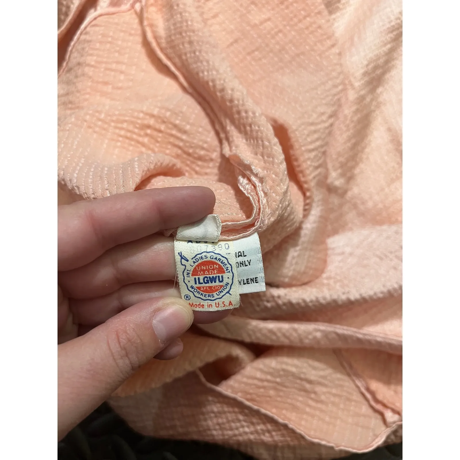 Vintage Oscar De La Renta Union Made Pink Blush Shimmer Blouse Womens Size 10 - Image 6