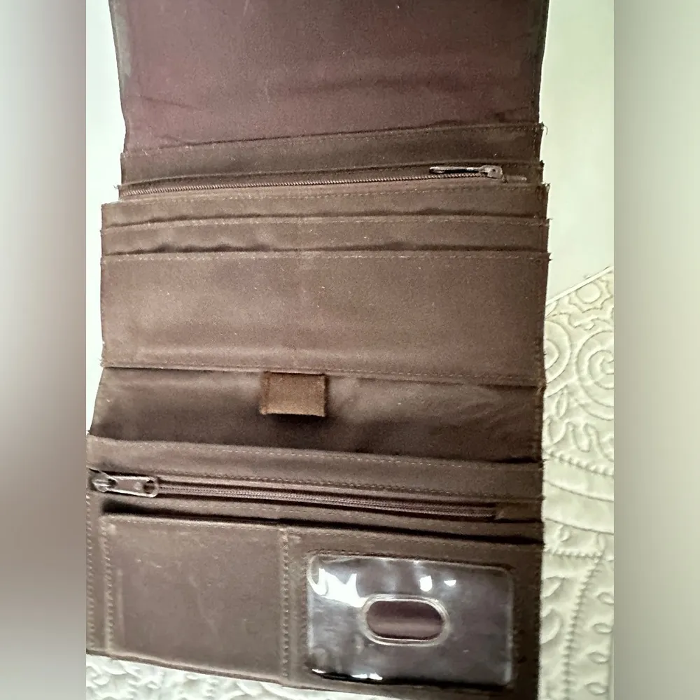 Fossil Brown Genuine Leather Wallet Crossbody Bag Organizer - Image 10