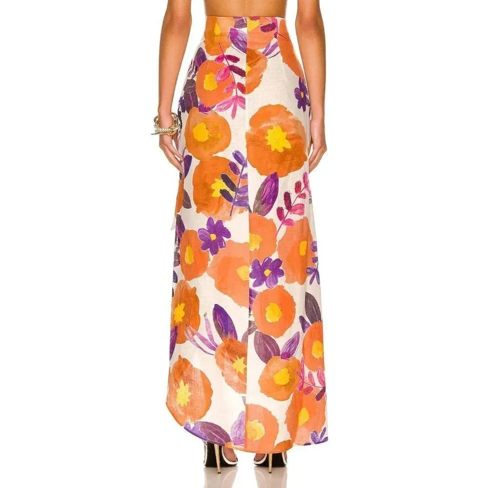 Raisa Vanessa Slit Detail Floral Skirt in Yellow & Purple 36 2 - Image 2