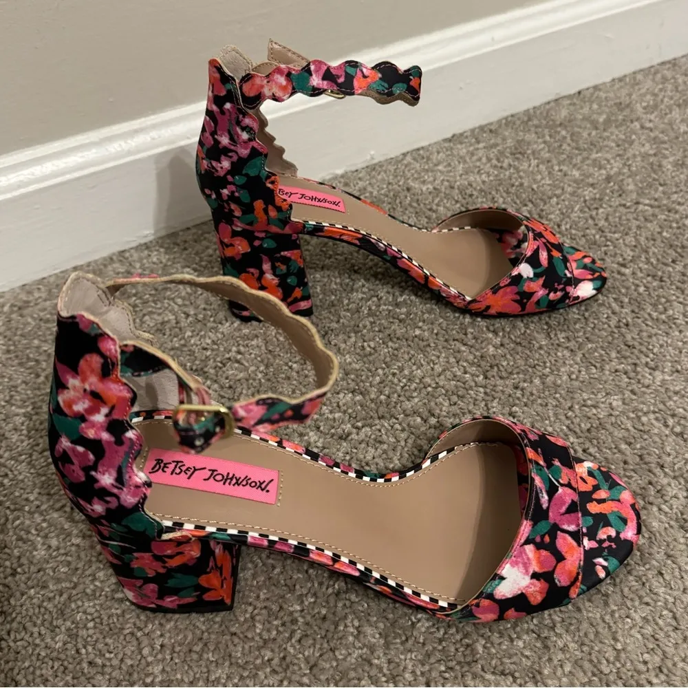 Floral Ankle Strap Heels Size 8.5 M - Image 2