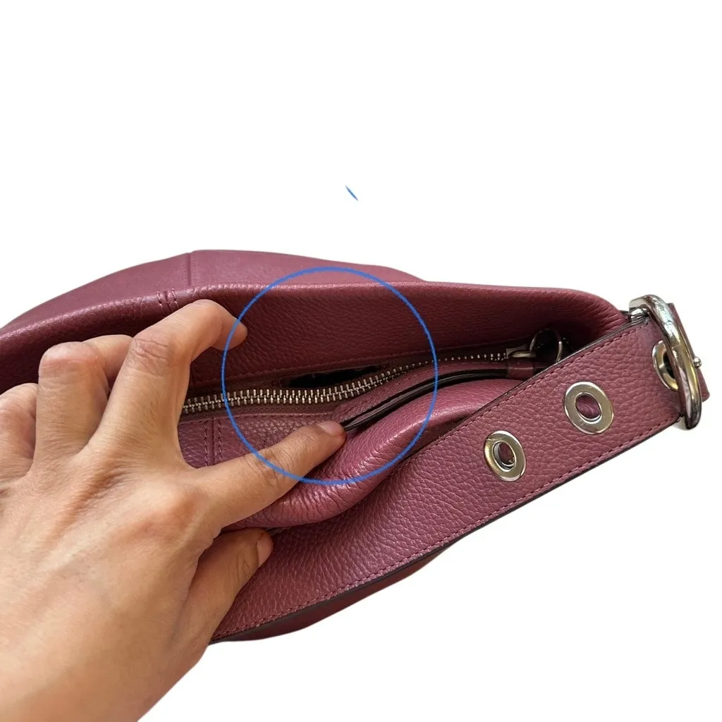 Coach Burgundy Pebbled Leather Zipper Closure Duffle Crossbody Shoulder Bag - Image 6