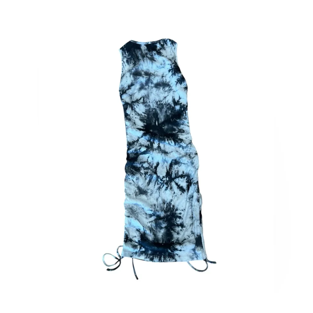 SHEIN white and black tie-dye ruched bodycon dress size M/6 in great condition - Image 3