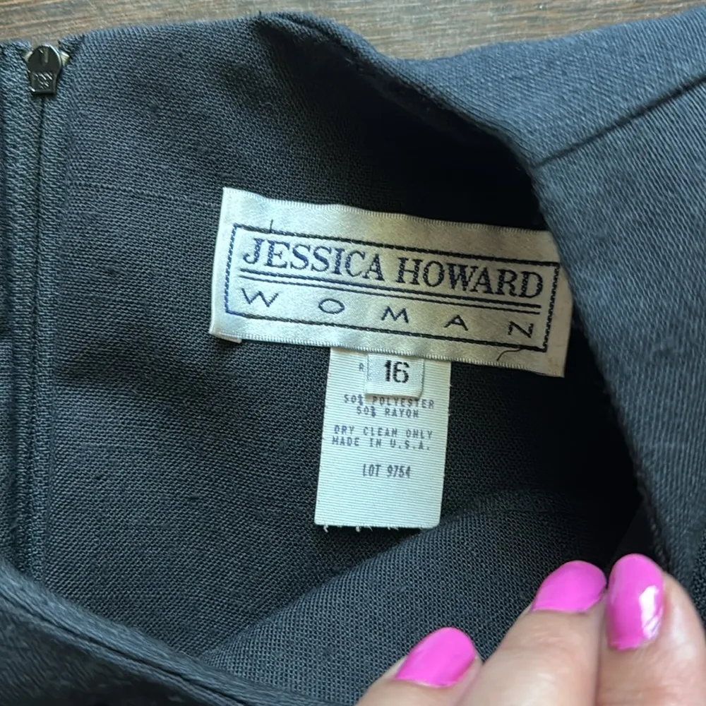 Jessica Howard Woman Short Sleeve Belted Dress Black 16 - Image 3