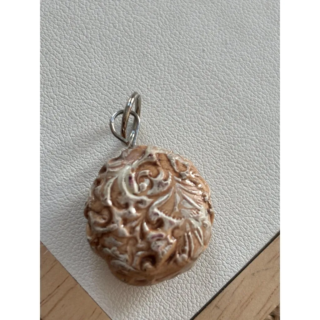 Clay Initial "C" Pendant With Decorative Back Yellow - Image 2