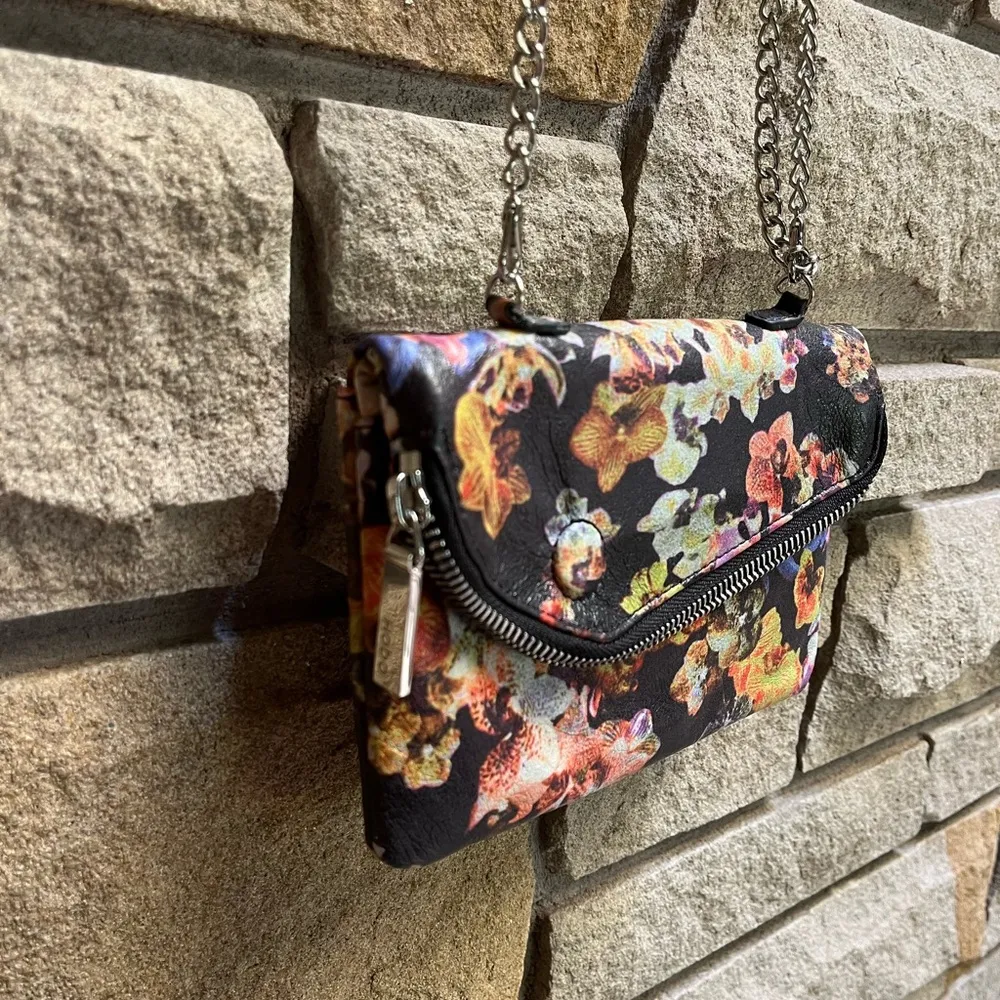 Hobo The Original Daria Floral Handbag Convertible Chain Strap Detachable Purse Pink - Image 3