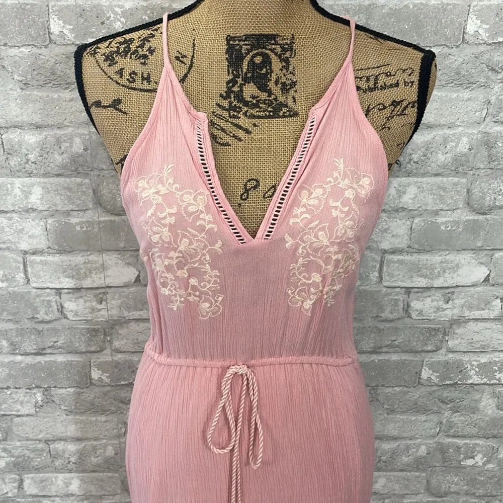 Love Tree Pink Gauzy Embroidered Maxi Dress - Image 2