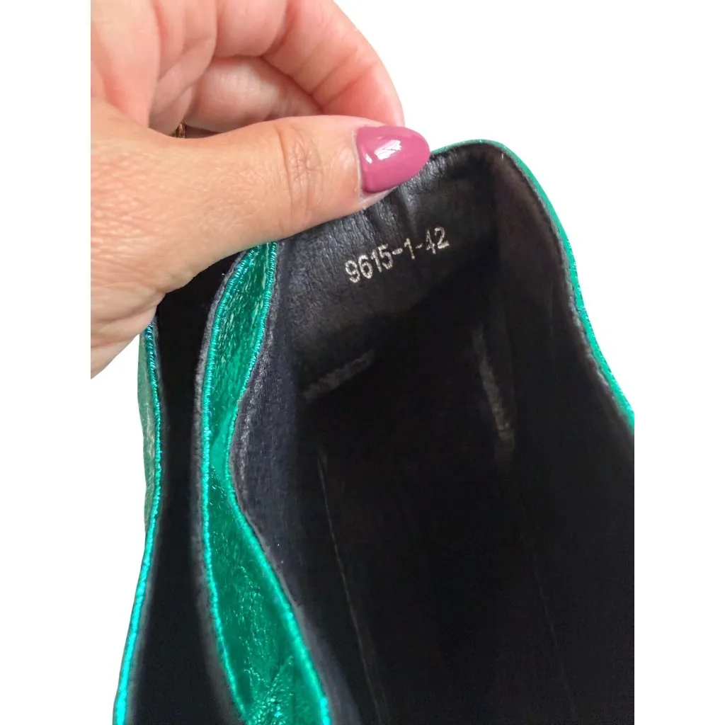 METALLIC Green Slouchy Square Toe Holiday Boots Size 42 / US 11 - Image 5