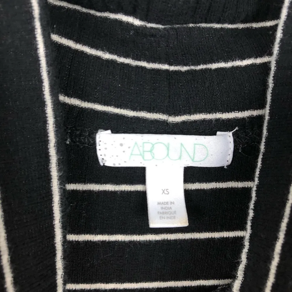 Abound  Mock Neck Ribbed Striped Dress Black White - Image 3