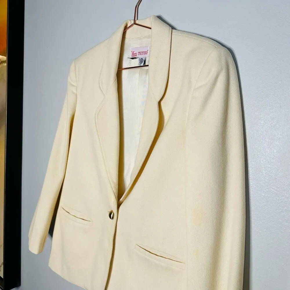 Vintage Block Island Petites Wool Shoulder Pad Single Button Blazer Jacket size8 Size 8 - Image 9
