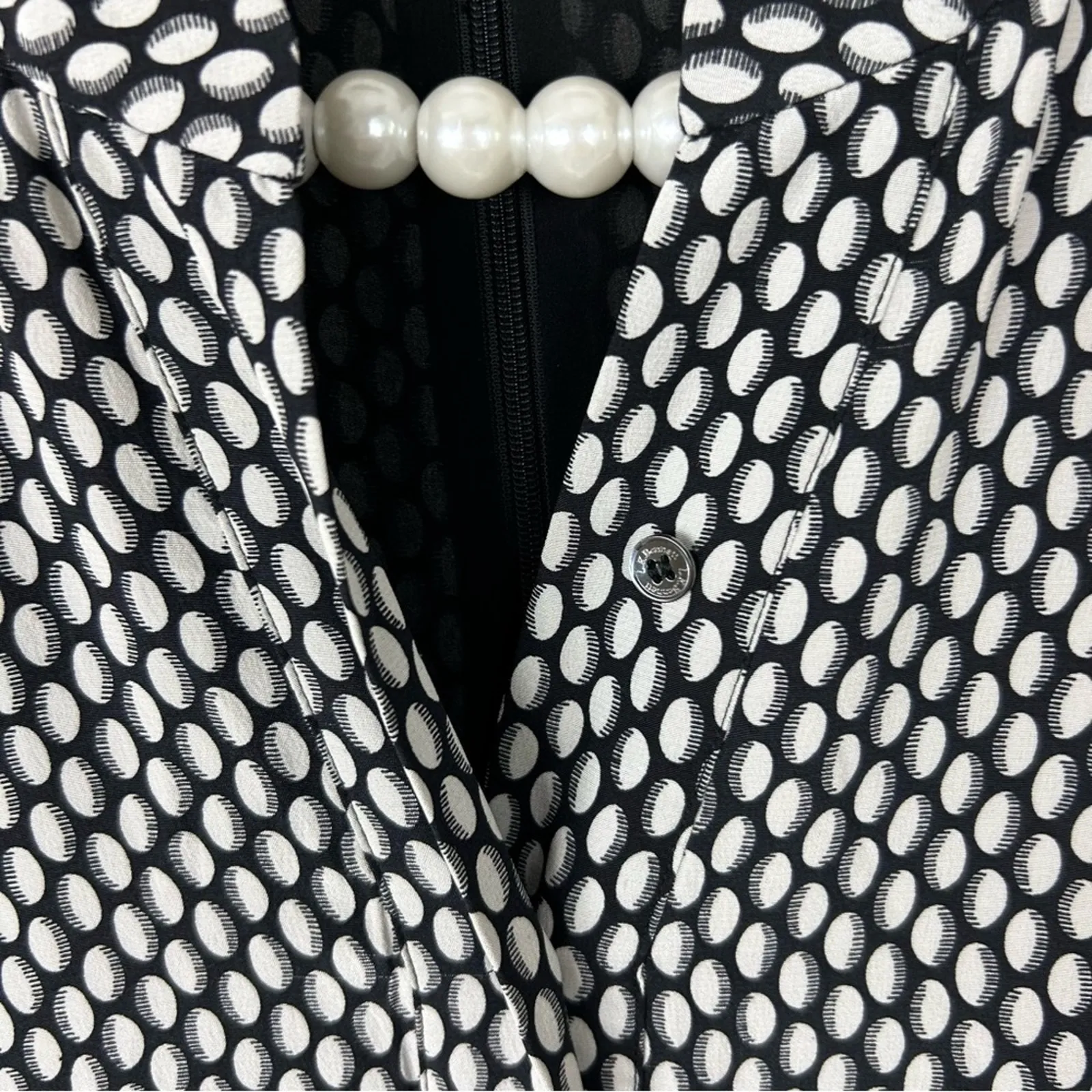 L.K.Bennet London Lorenna Silk Black / White Printed Jumpsuit Size 12 - Image 11