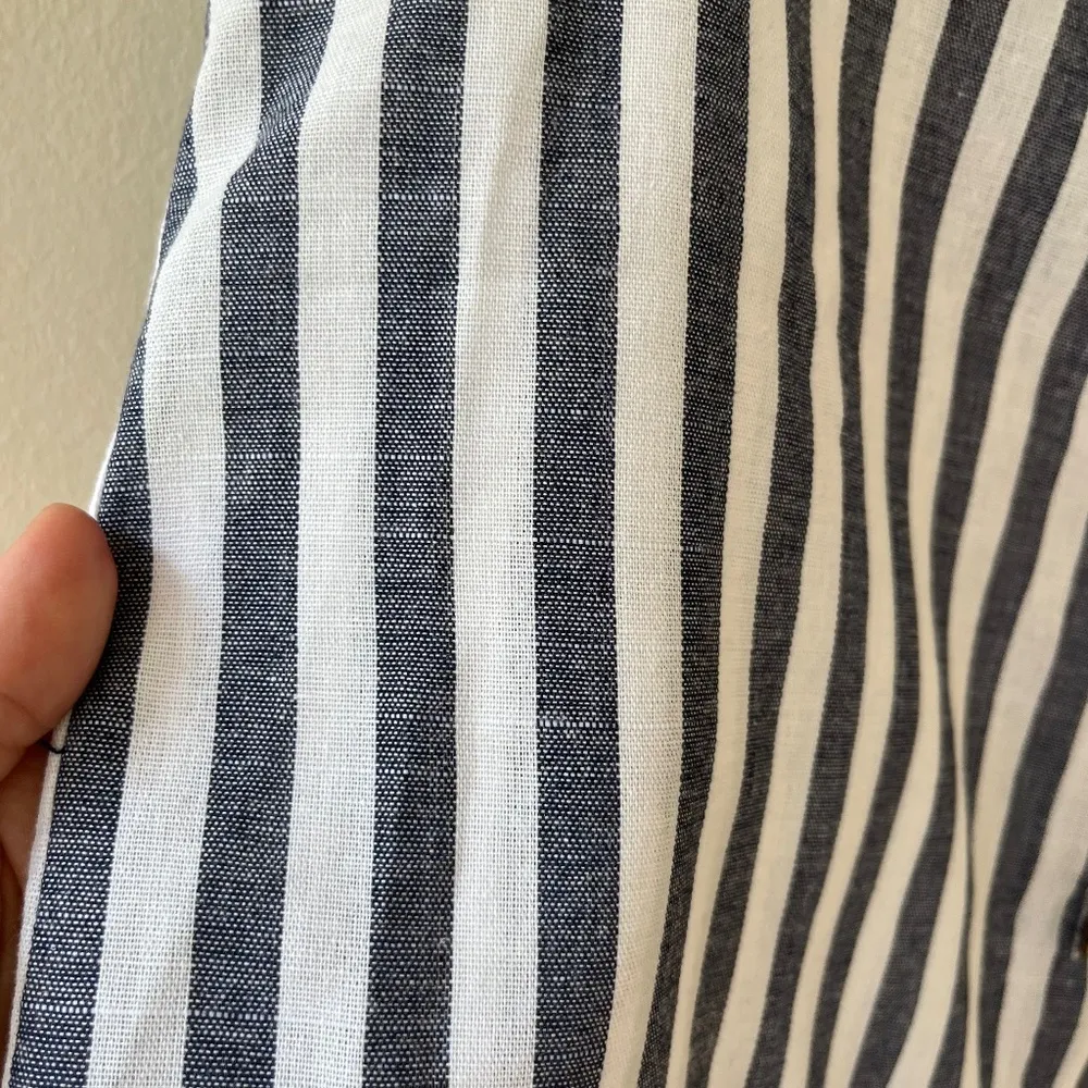 Manuela Stripe Printed Ruffle Cap Sleeve Blouse Top Button Up Size M White Size M - Image 5