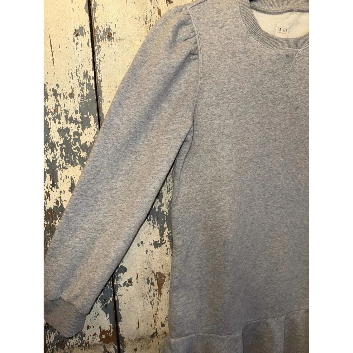La Vie Rebecca Taylor Fleece Sweatshirt Dress gray, size Small - Image 4