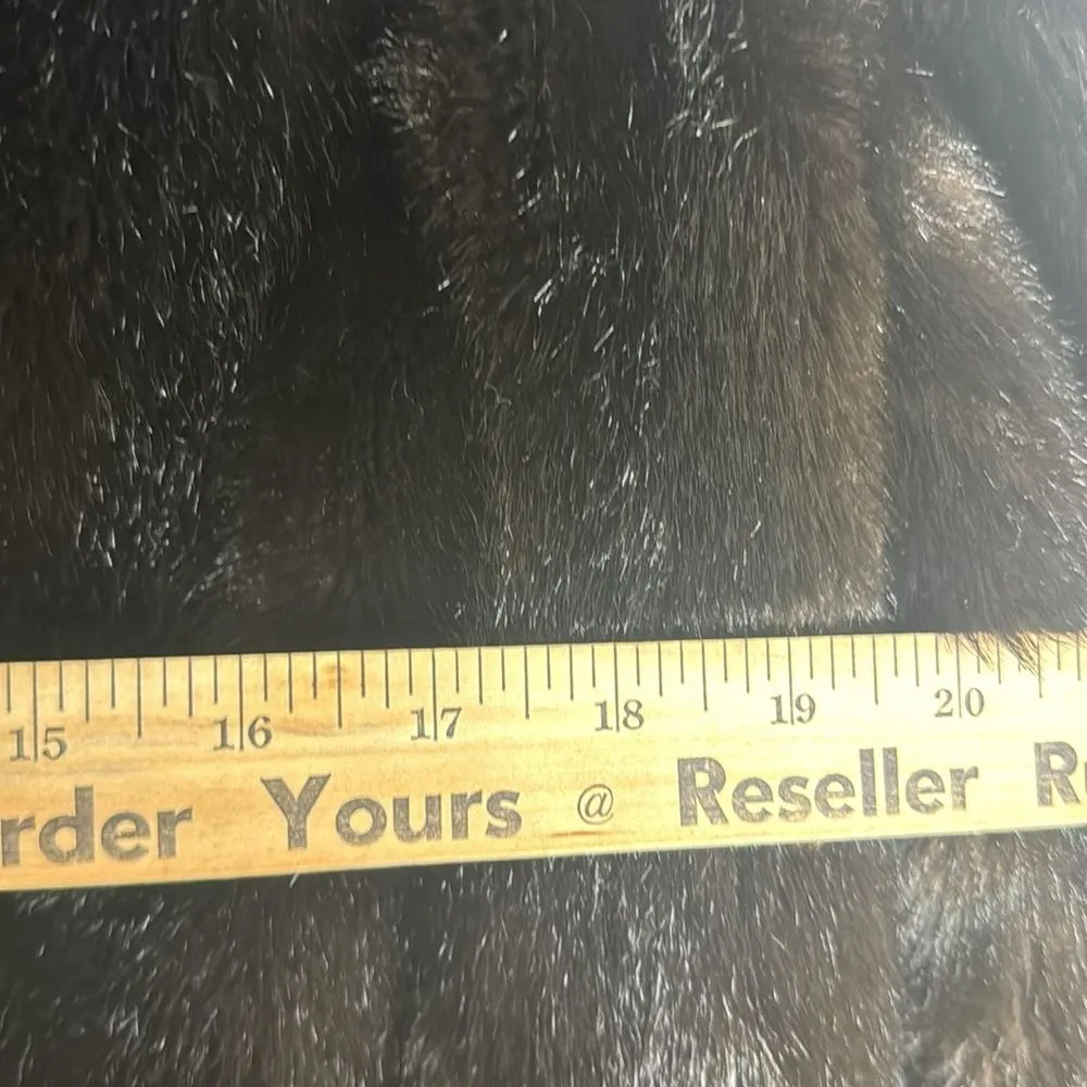 Vtg 70s grandella II ladies button up chocolate brown fur coat size 12 - Image 7