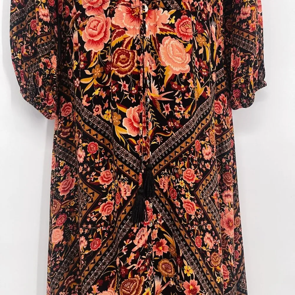 Spell & The Gypsy Collective Babushka Printed Maxi Gown Dress Babs Floral FP Black Size L - Image 8