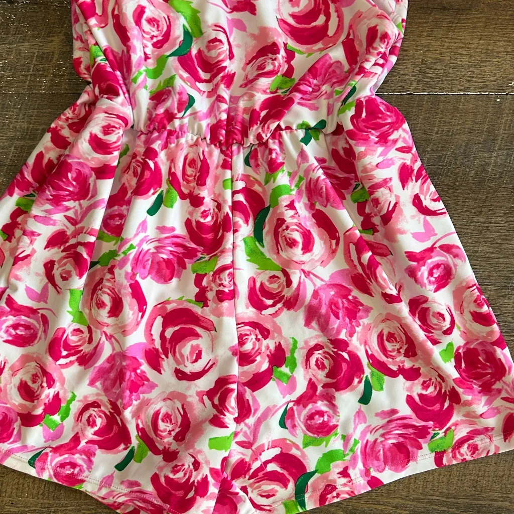 NEW Stella Parker Floral Pink Swim Suit Romper Size Small Modest Shorts - Image 3
