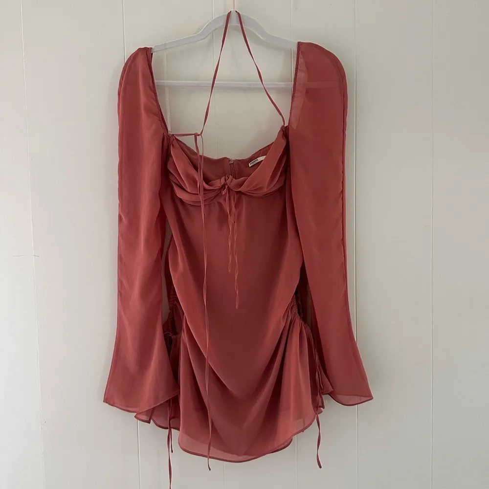 HOUSE OF CB BABY Pink Chiffon Cutout Halter Mini Dress Size M - Image 6