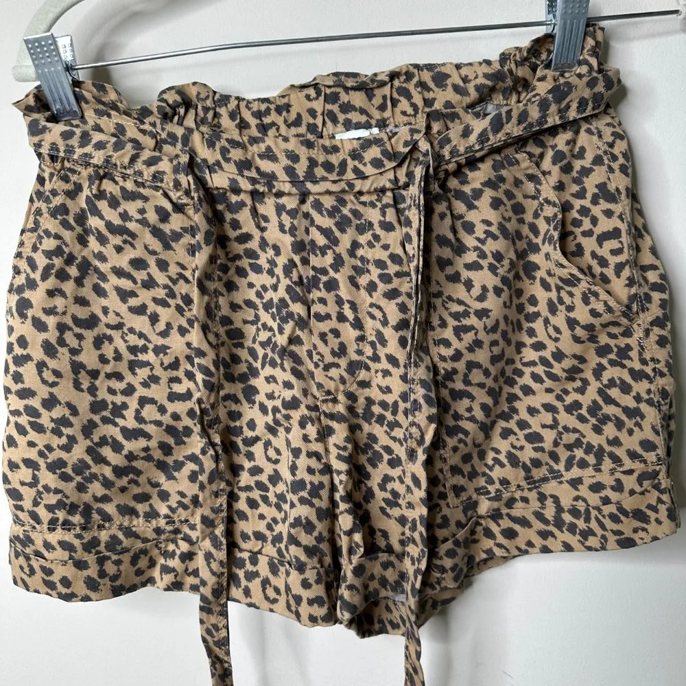 Aerie  Brown Leopard Print Paperbag Camp Shorts Women's Small - Image 2