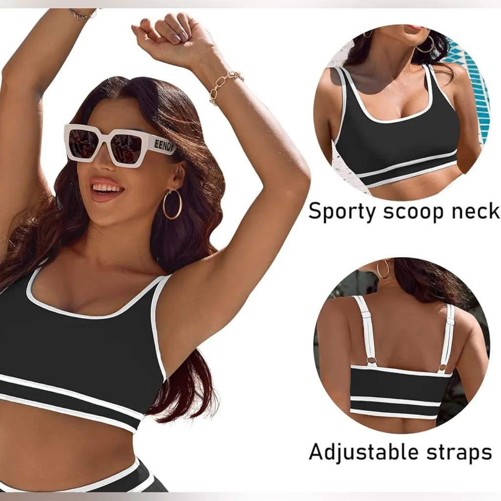 NWT BMJL Women’s Black & White Color Block Sporty‎ Bikini Top - Image 3