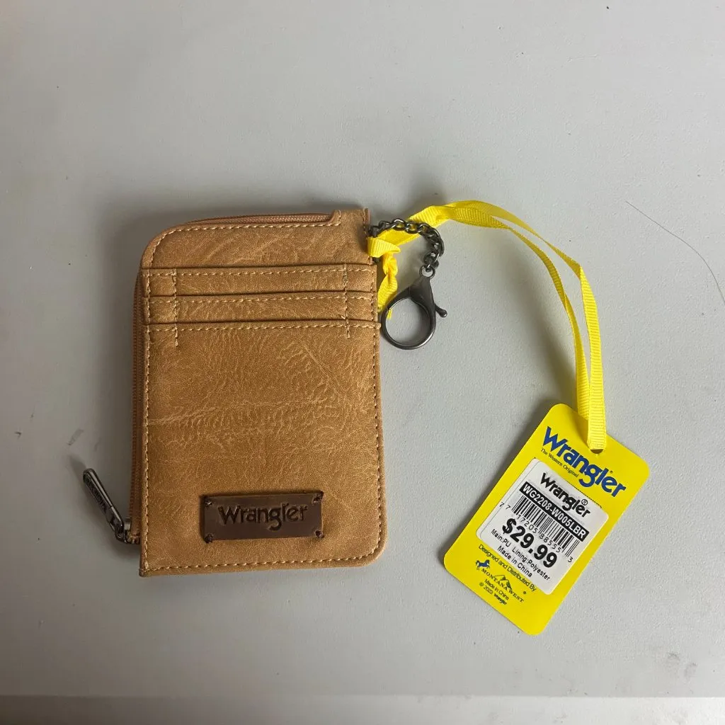 Wrangler Mini Wallet Small Zip Card Holder Case Neutral Tan Brown Western Boho - Image 4