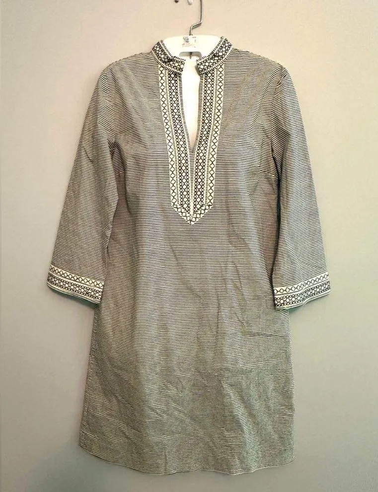 Tory Burch Embroidered striped tunic 3/4 sleeve dress size 2 (4-6) - Image 2