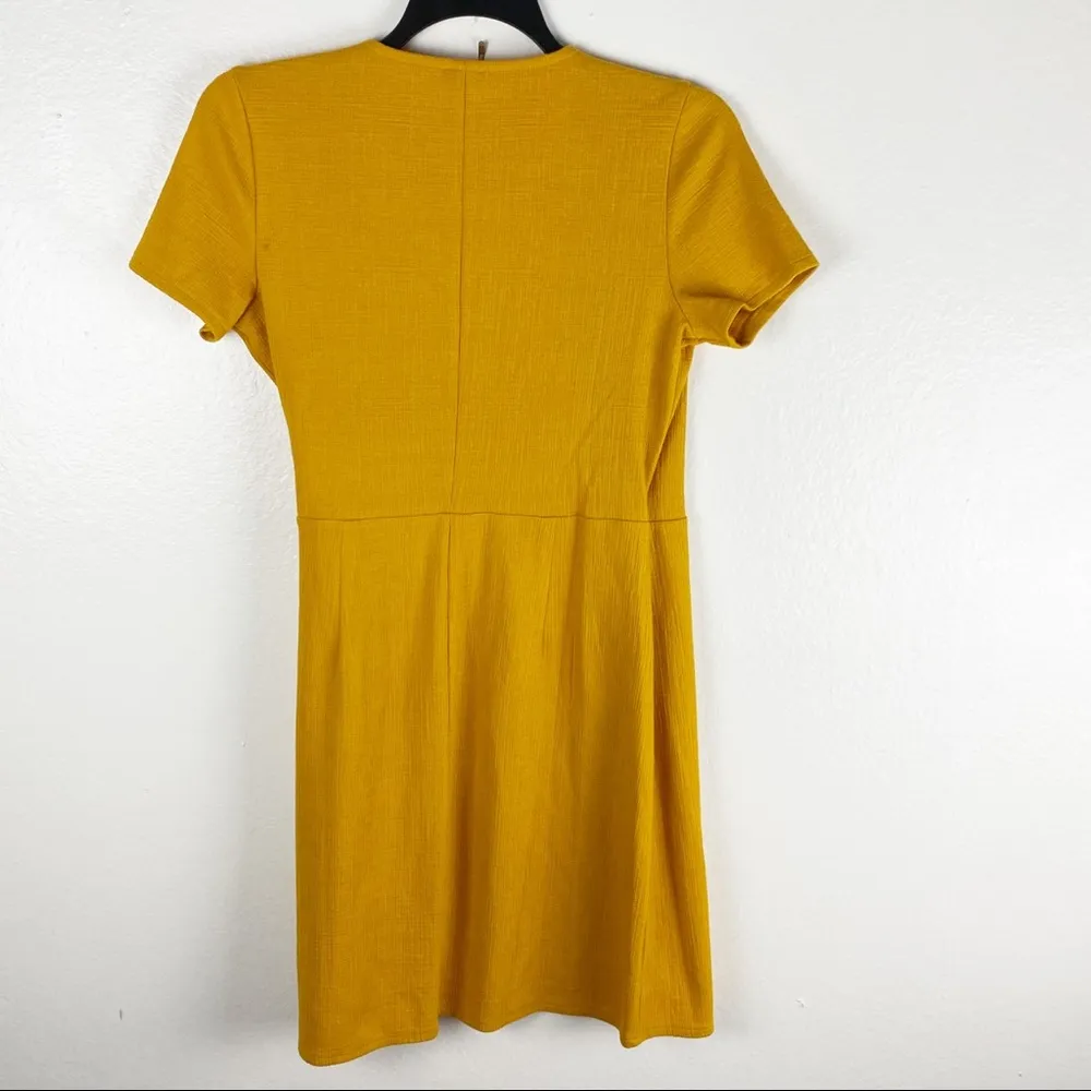 J. CREW Factory Yellow Gold Short Sleeves Wrap Dress, Size Small - Image 2