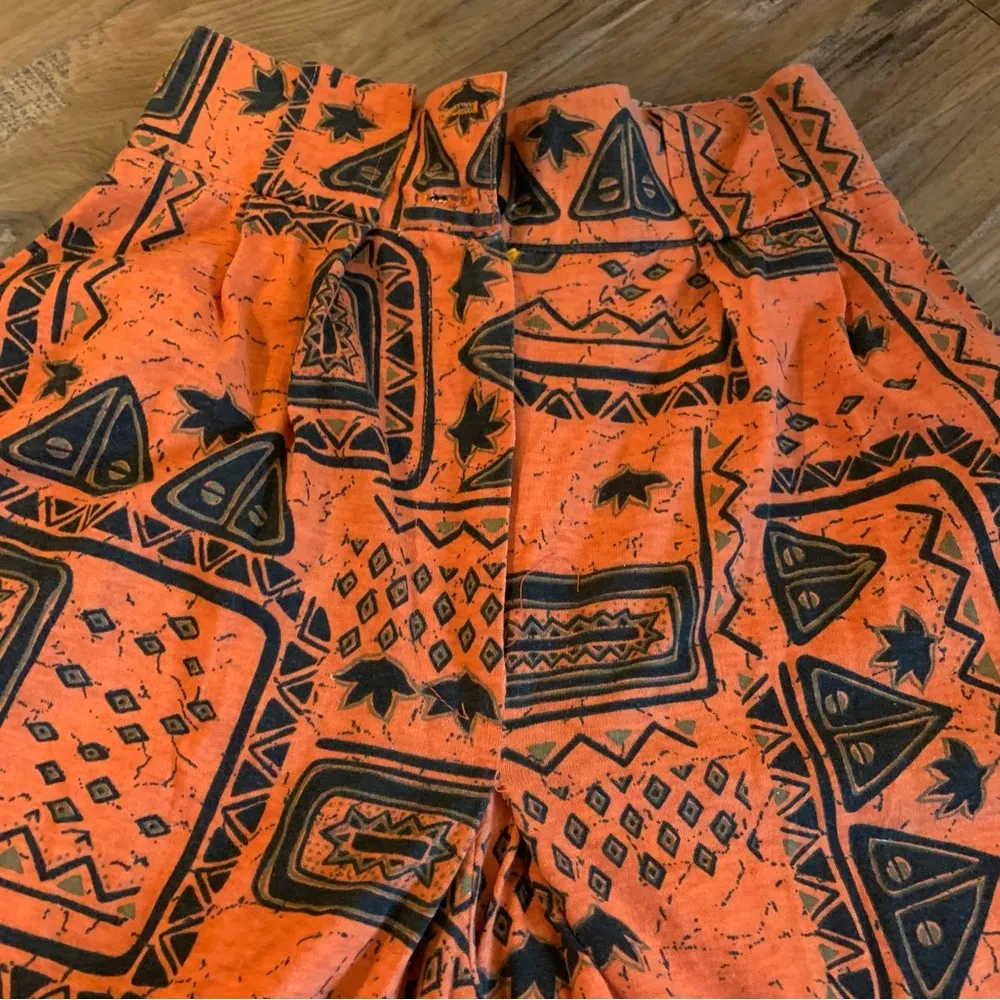 Vintage Womens Palazzo Party Pants African Wide Leg Capri Union Made Size 24 0 - Image 2