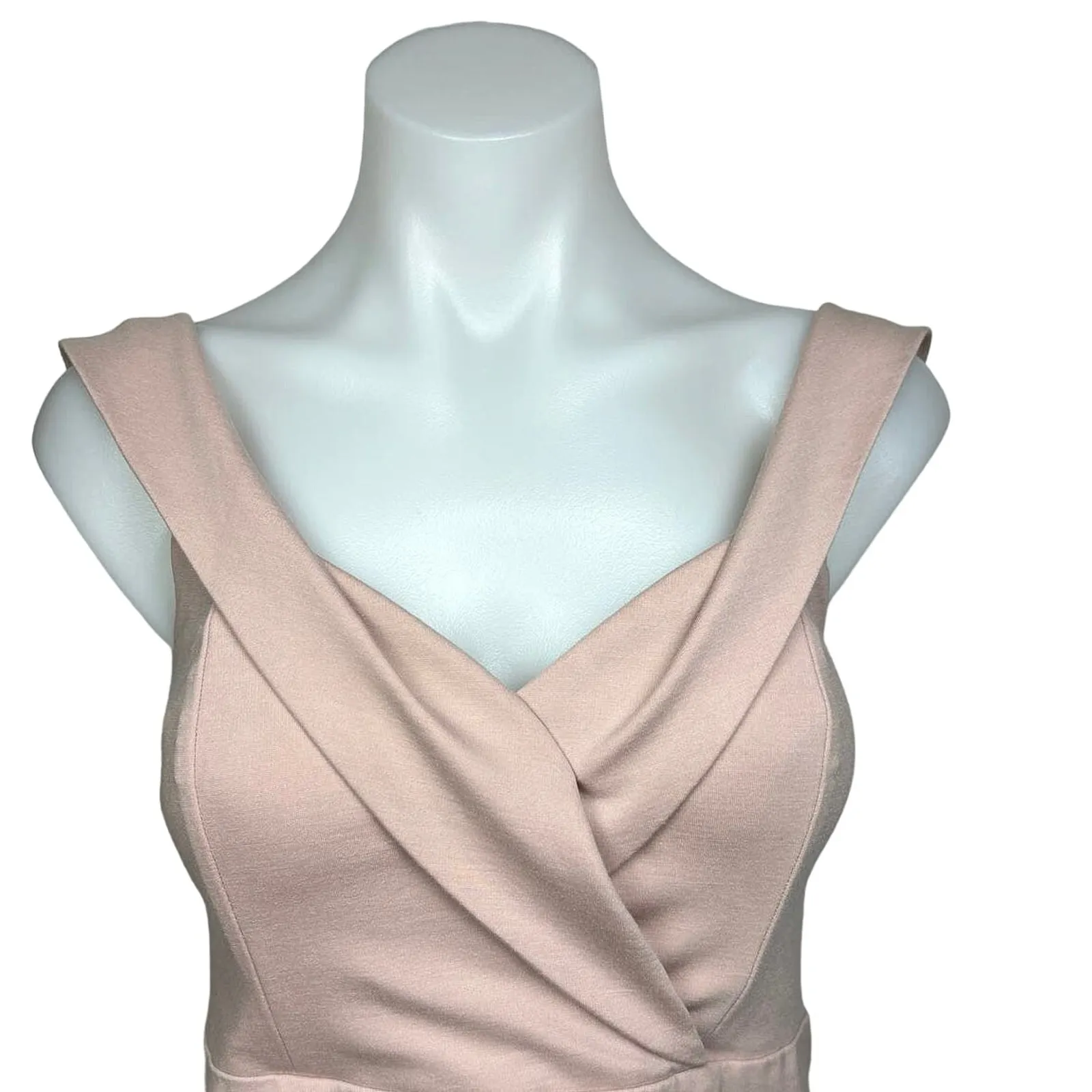 Forever New Pink Shakira Cross Over Off-shoulder Peplum Ponte Zip Top Blouse S - Image 8