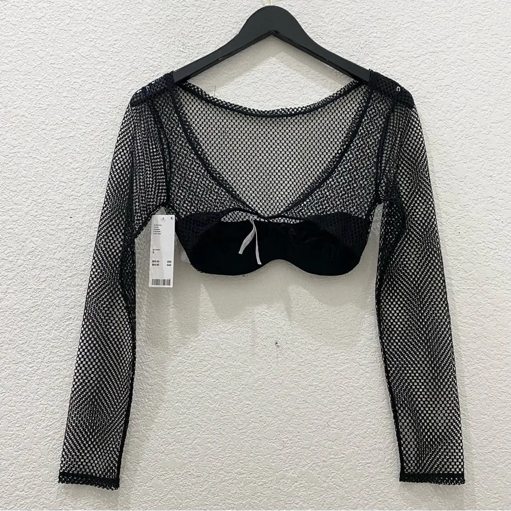 UO Out From Under Overdrive Mesh Long Sleeve Top on Black Size S NWT - Image 4