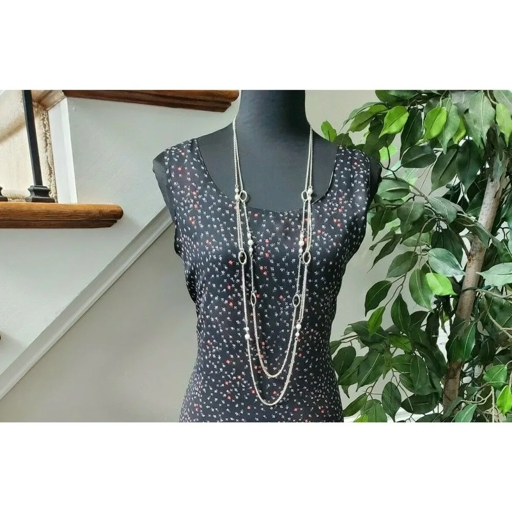 Impressions Women Black Floral Reversible Scoop Neck Sleeveless Long Maxi Dress - Image 8