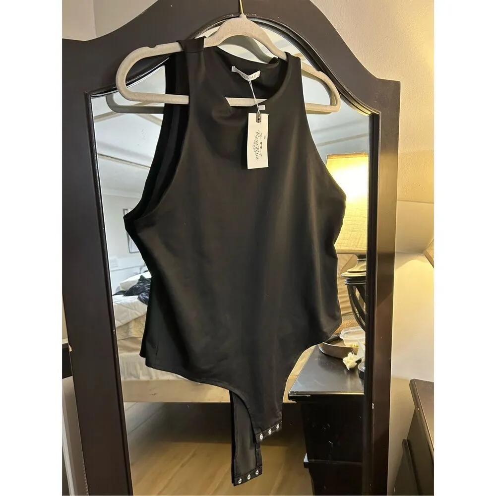 NEW REORIA Criss Cross Halter Neck Thong Bodysuit Top 2X Black Size XXL - Image 5