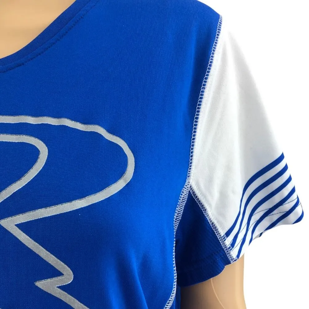 Halloway XL Women’s Blue R We Have No Desire to Ever Give Up Jersey Tee Shirt - Image 2