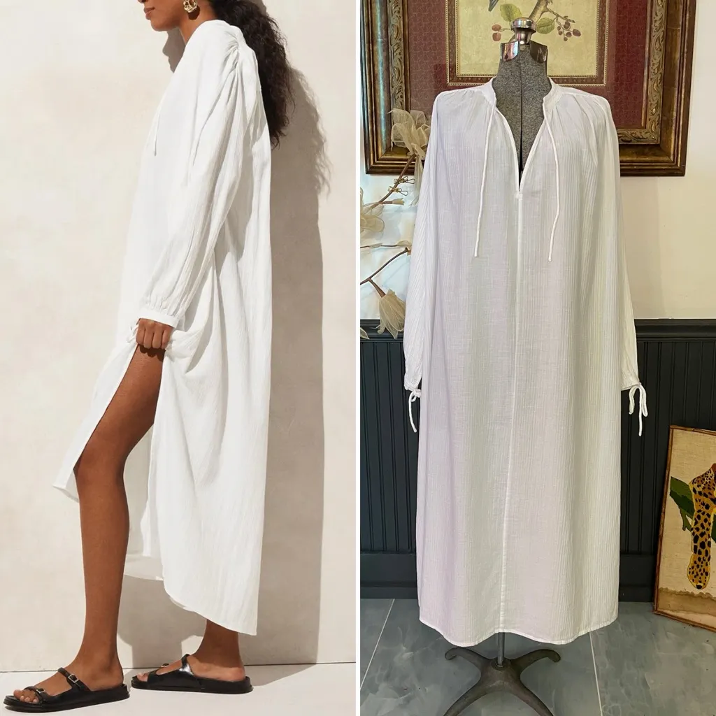 J. Crew White Airy Gauze Tunic Dress Crinkled 100% Cotton Cover Up Sz S 🧡🎀 - Image 3